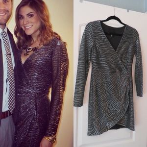 Silver zebra mini wrap dress